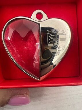 Porsche Design Heart Pendant Keychain in Silver and crystal